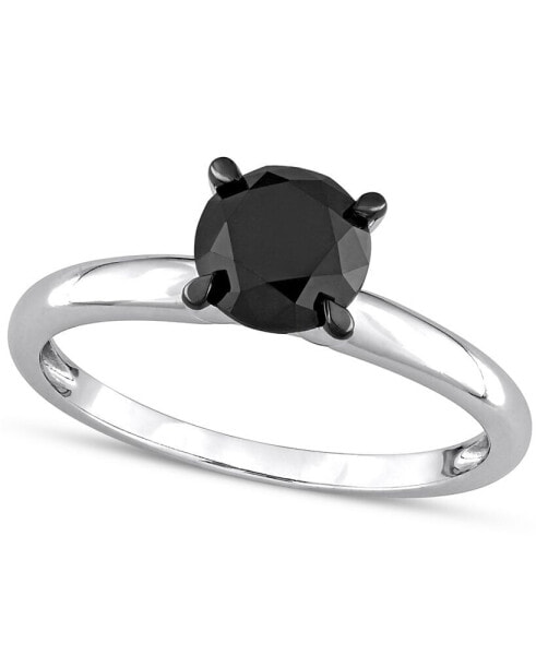Black Diamond Solitaire Engagement Ring (1-1/2 ct. t.w.) in 14k White Gold