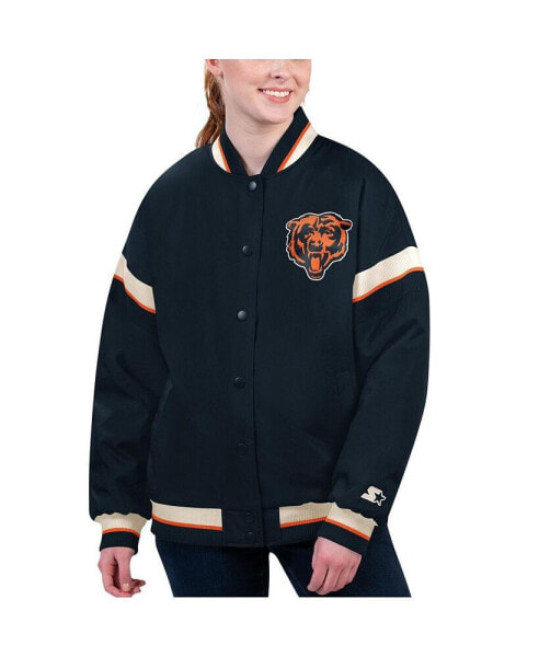 Women's Navy Chicago Bears Tournament Full-Snap Varsity Jacket