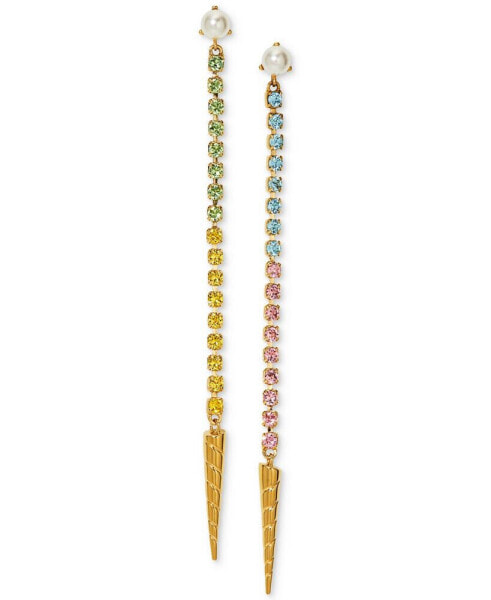 AJOA by 18k Gold-Plated Crystal & Imitation Pearl Linear Drop Earrings