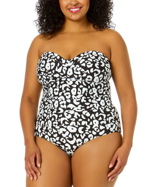 Plus Size Crossover Bandeau Ruched One Piece