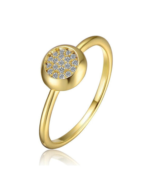 Sterling Silver 14k Gold Plated Cubic Zirconia Pave Bezel Ring