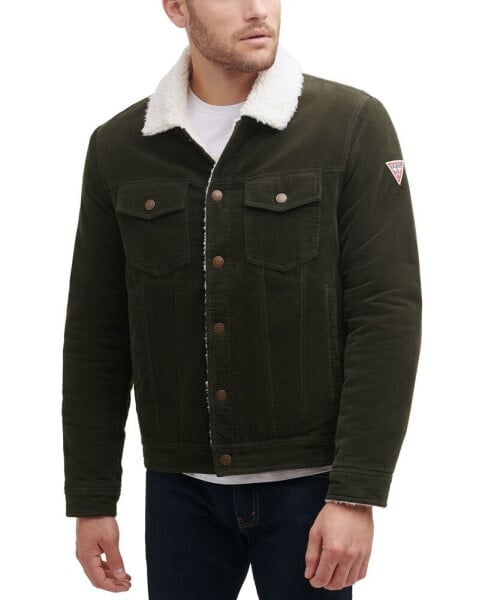 Men's Corduroy Bomber Jacket with Sherpa Collar