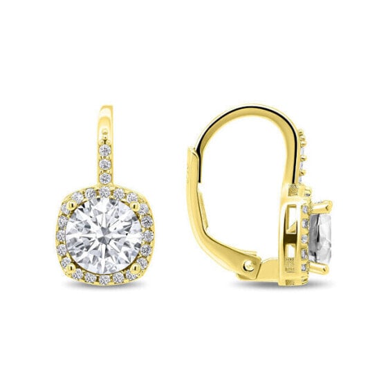 Charming gold-plated earrings with zircons EA122Y