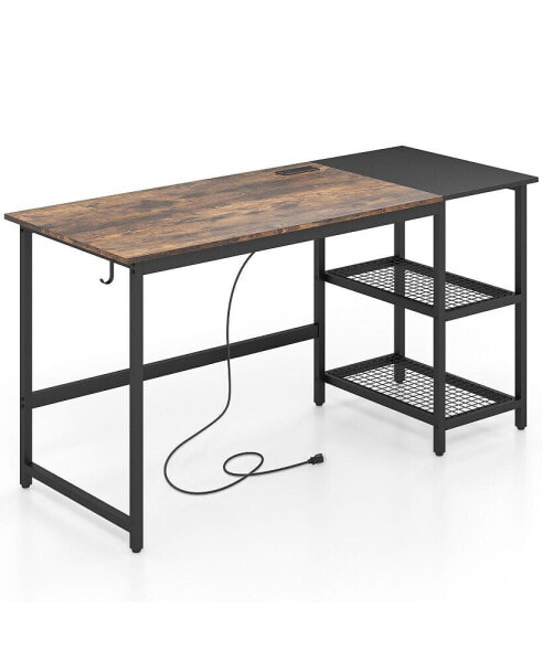 59 Inch Home Office Computer Desk with Removable Storage Shelves