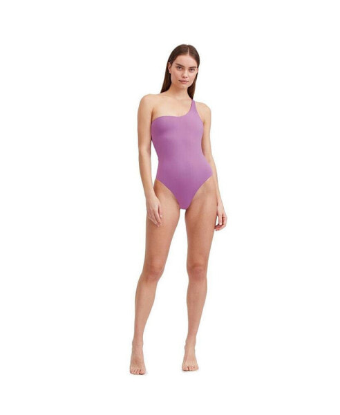 Women's Solid One shoulder one piece swimsuit