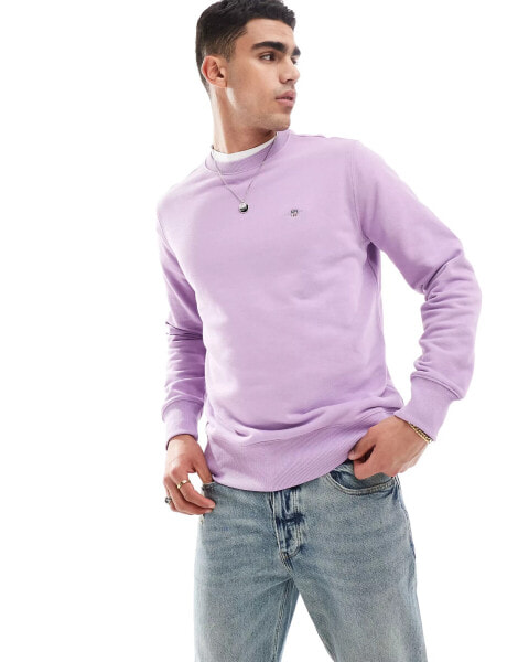 GANT shield logo embroid sweatshirt in lilac