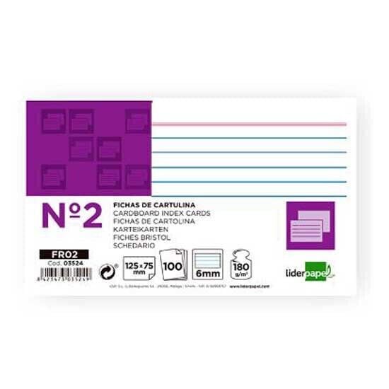 LIDERPAPEL Lined paper sheet n2 75x125 mm 180g/m2 pack of 100 units