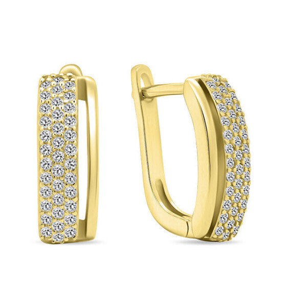 Elegant gold-plated earrings with zircons EA530Y