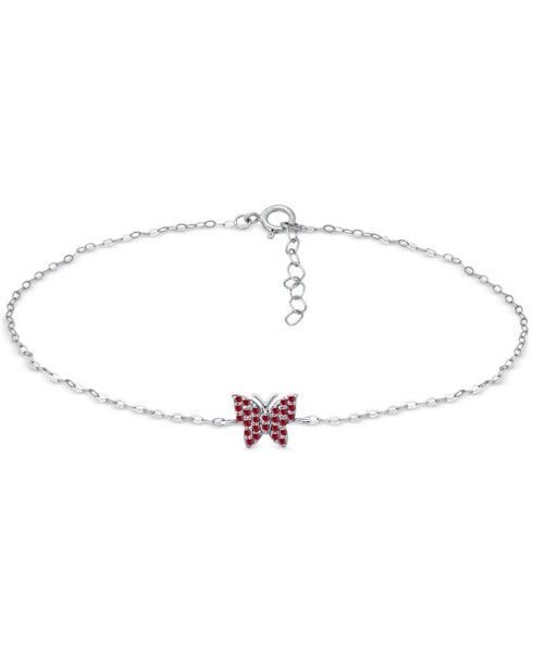 Red Cubic Zirconia Butterfly Ankle Bracelet, Created for Macy's