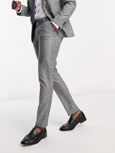 New Look slim suit trousers in dark grey texture