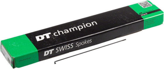 Спицы DT Swiss Champion: 2.0 мм, 175 мм, J-образный изгиб, Черные, Коробка из 100 шт.