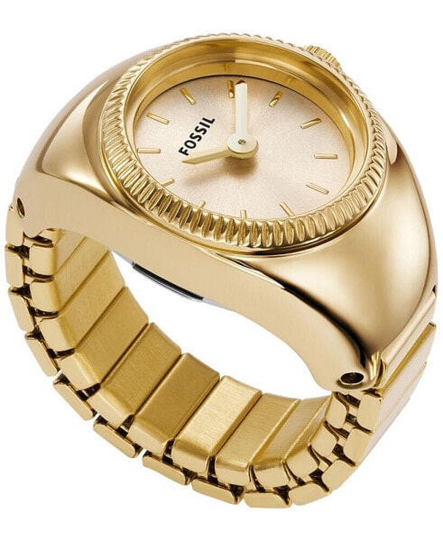 Часы и аксессуары Fossil Женские часы-кольцо с двумя стрелками из нержавеющей стали с покрытием золотого цвета, браслет 15 мм