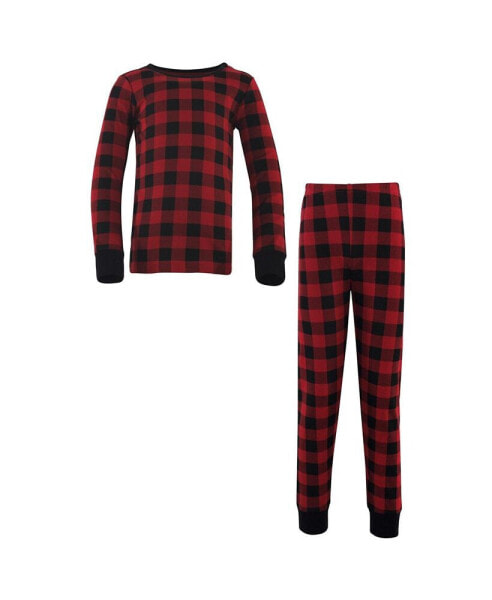 Touched by Nature Baby Boys Baby Unisex Organic Cotton Tight-Fit Pajama Set, Buffalo Plaid