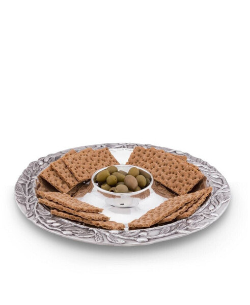 Sand-Cast Olive Pattern Aluminum Large Chip and Dip Tray