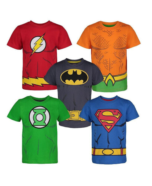 Toddler Boys DC Comics Justice League The Flash Green Lantern Superman Aquaman Batman 5 Pack Graphic T-Shirts to