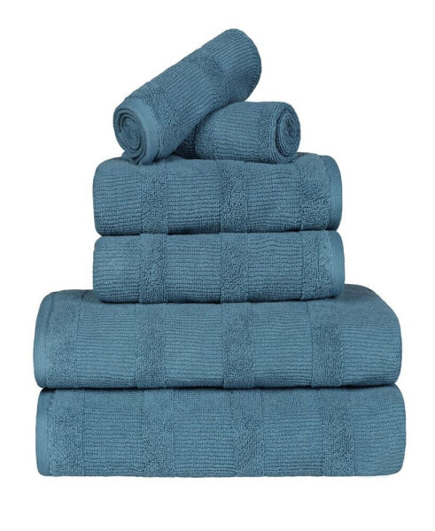 Roma Ribbed Turkish Cotton Quick-Dry Solid Assorted Highly Absorbent Towel 12 Piece Set