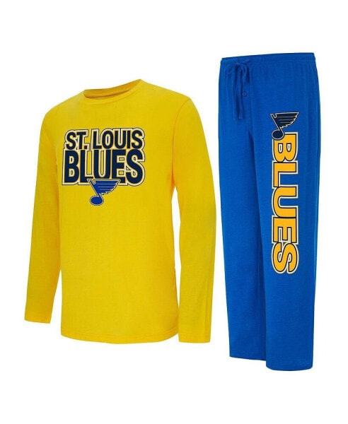 Men's Blue, Gold St. Louis Blues Meter Long Sleeve T-shirt and Pants Sleep Set
