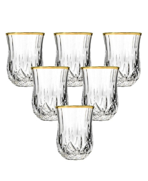 Opera Gold Collection 6 Piece Crystal Shot Glass with Gold Rim Set