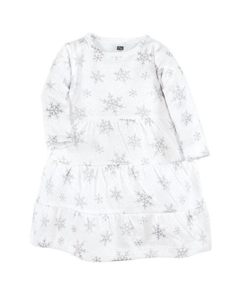 Infant Girl Cotton Dresses, Metallic Snowflake Star