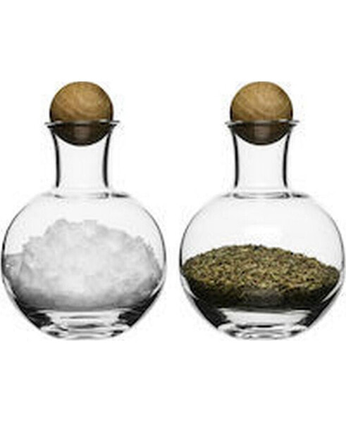 Nature Spice and Herb Storage with Wood Stoppers, Set of 2