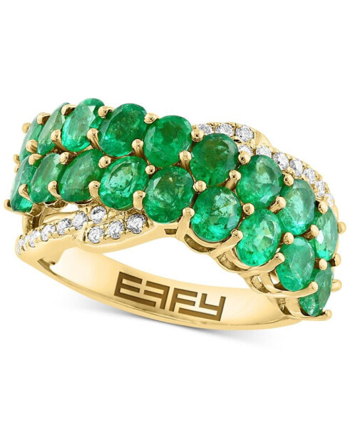 Кольцо EFFY Emerald & Diamond Crossover Cluster