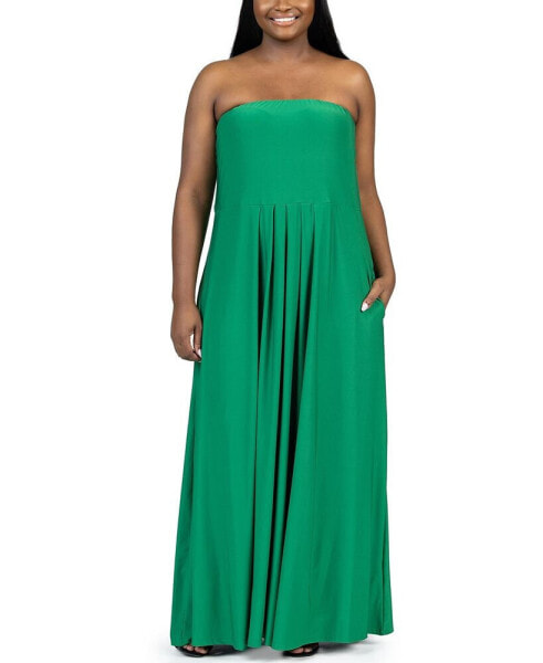 Plus Size Strapless Maxi Dress with Pockets