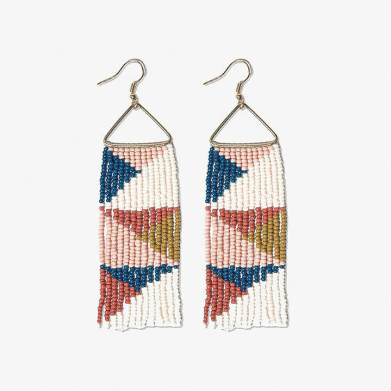 Brooke Triangles Beaded Fringe Earrings Rust