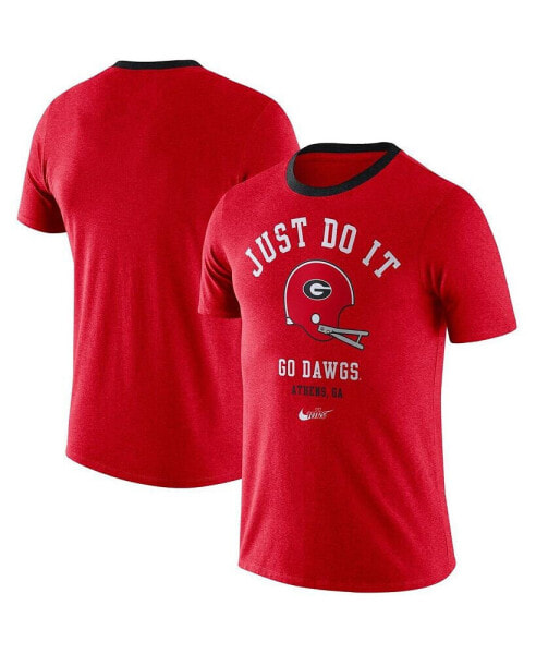 Men's Red Georgia Bulldogs Vault Helmet Tri-Blend T-shirt