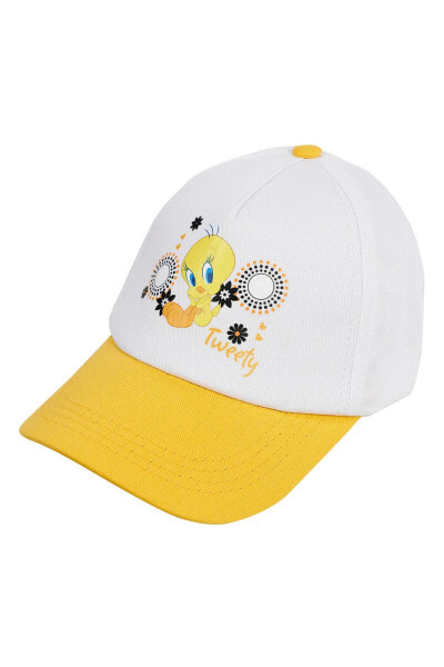 Kız Çocuk Şapka 6-9 Yaş Beyaz-sarı