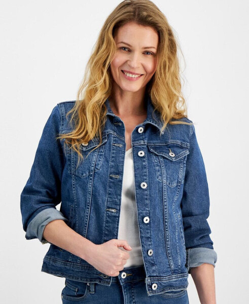 Women's Classic Relaxed Denim Trucker Jacket, Created for Macy's