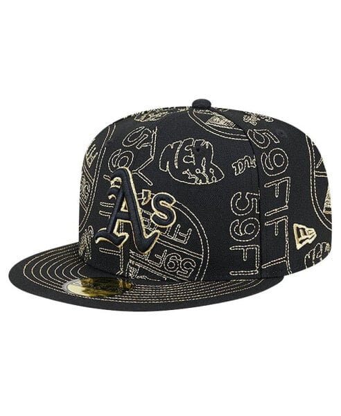 Men's Black Oakland Athletics 59FIFTY Day Allover Fitted Hat