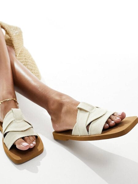 Public Desire Lyra crossover flat sandal in cream