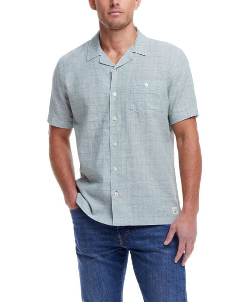 Men's Short Sleeve Linen Cotton Grid Dobby Shirt