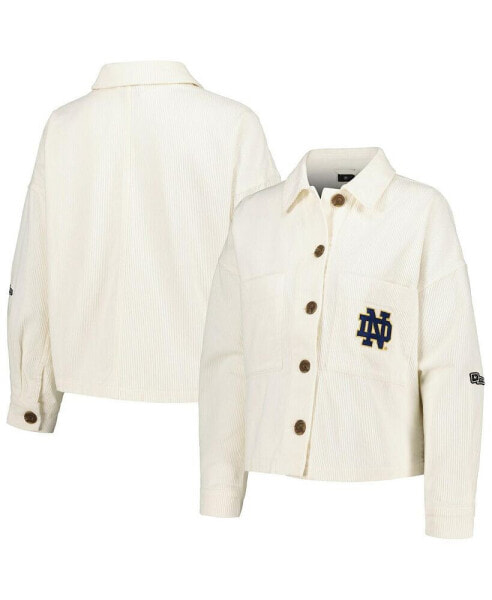 Women's White Notre Dame Fighting Irish Corduroy Button-Up Jacket