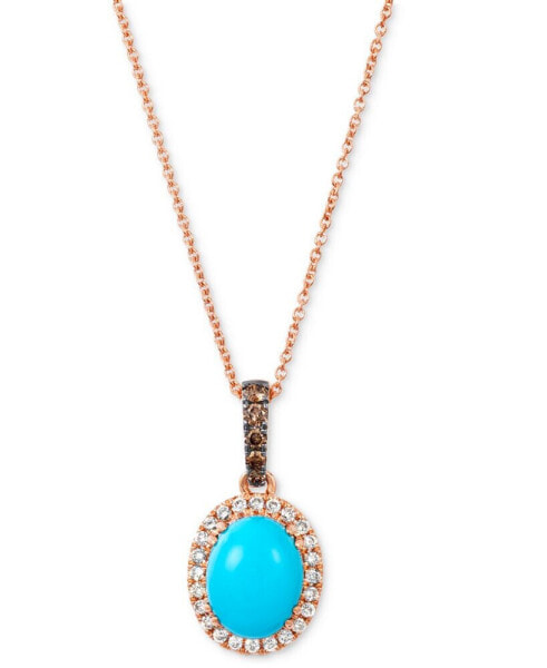 Le Vian robins Egg Blue Turquoise (2 ct. t.w.) & Diamond (1/4 ct. t.w.) Halo Adjustable 20" Pendant Necklace in 14k Rose Gold
