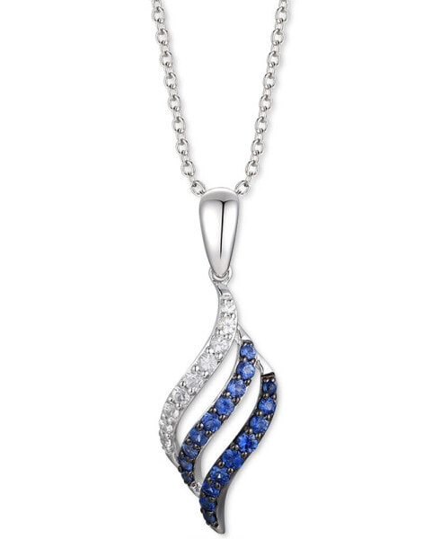 Le Vian denim Ombré Sapphire (1/3 ct. t.w.) & White Sapphire (1/6 ct. t.w.) Swirl 18" Pendant Necklace in 14k White Gold