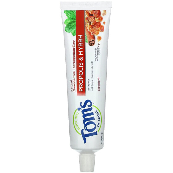 Зубная паста Tom's of Maine Natural Antiplaque, Propolis & Myrrh Toothpaste, Fluoride-Free, Fennel, 5.5 oz (155.9 g)