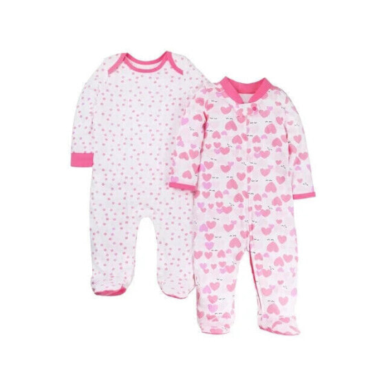 2Pk Lamaze Dots and Hearts Print Sleep N' Play Baby Girl 6M Pink/White Cotton