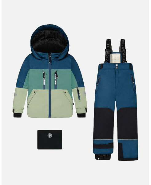 Toddler Boys Two Piece Technical Snowsuit Colorblock Blue, Green And Gray - Toddler|Child