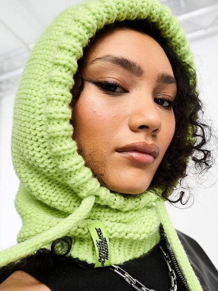 Basic Pleasure Mode atomic loose chunky knitted hood in bright green