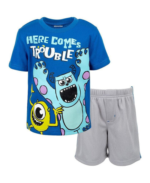 Toddler Boys Winnie the Pooh Lion King Monsters Inc. Toy Story Incredibles Lilo & Stitch T-Shirt & Mesh Shorts to