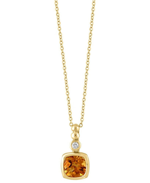 EFFY® Citrine (1-1/3 ct. t.w.) & White Topaz (1/20 ct. t.w.) 18" Pendant Necklace in 14k Gold-Plated Sterling Silver