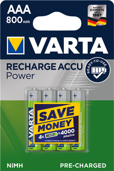 Varta Photo Accu POWER Rechargable Battery Micro AAA 800 mAh 1.2V