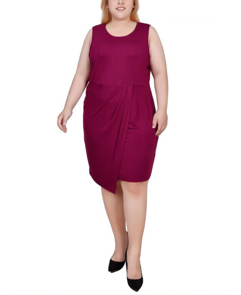 Plus Size Sleeveless Faux Wrap Skirt Dress