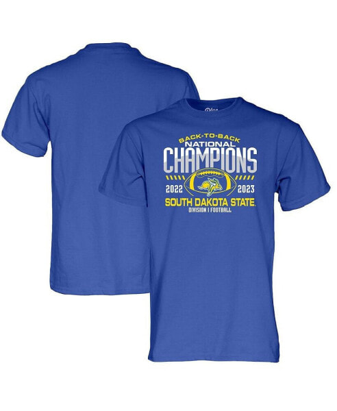 Men's Blue South Dakota State Jackrabbits Back-To-Back FCS Football National Champions T-shirt