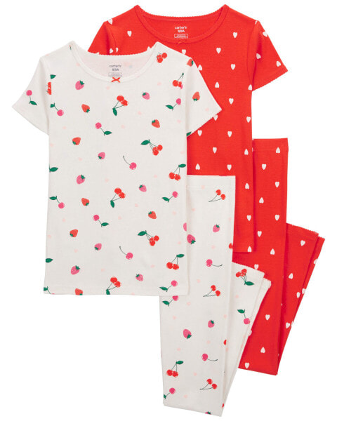 Kid 4-Piece Cherry 100% Snug Fit Cotton Pajamas 12