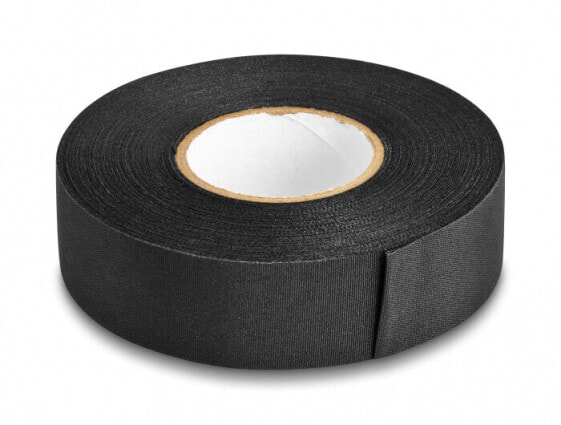Delock Cloth Tape 25 m x 25 mm untearable self-adhesive black - Black - Insulating - Polyethylene terephthalate (PET) - 25 m - 25 mm