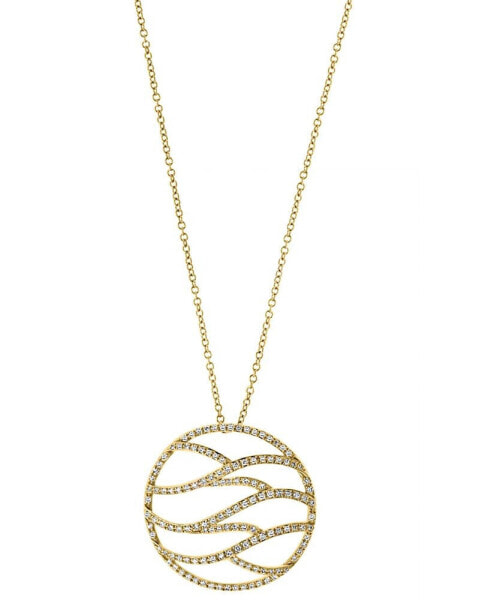 EFFY Collection eFFY® Diamond Openwork Disc 18" Pendant Necklace (1/2 ct. t.w.) in 14k Gold