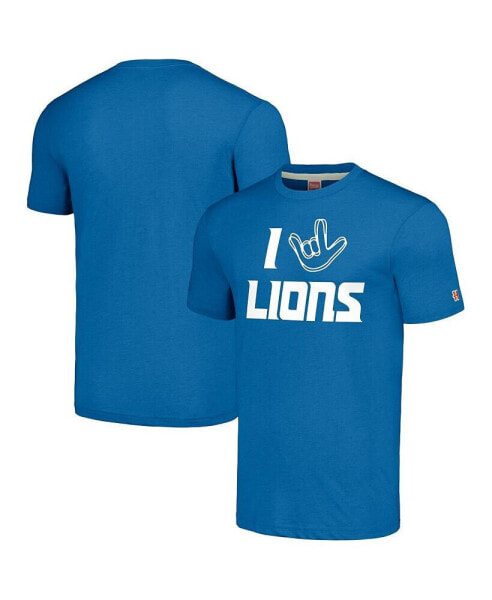 Men's and Women's Blue Detroit Lions The NFL ASL Collection by Love Sign Tri-Blend T-shirt