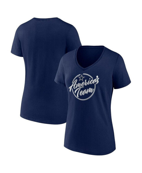 Women's Navy Dallas Cowboys Back Home Again V-Neck T-shirt